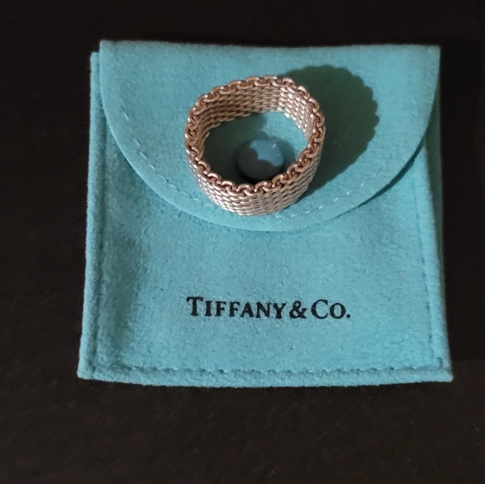 Tiffany & Co mesh sterling silver ring size 9.5